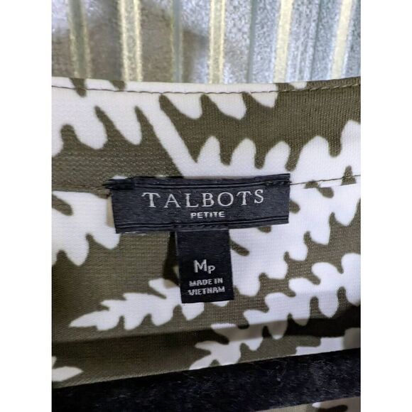 Talbots Maxi Dress Jersey Stretch Green Foliage Print Sleeveless Women's Medium - Picture 3 of 5